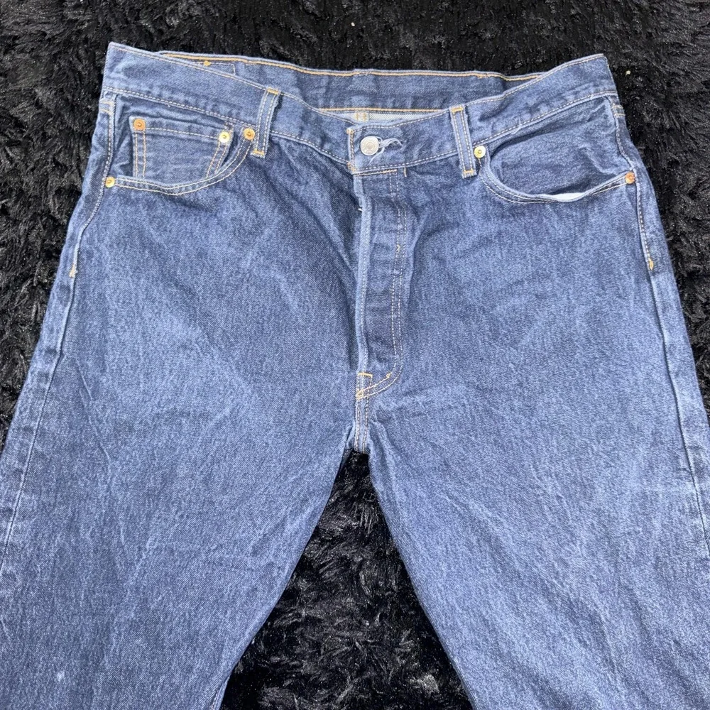 Levis 501 Jeans Mens 38x32 Blue‎ Button Fly Straight Leg Denim Waterless
